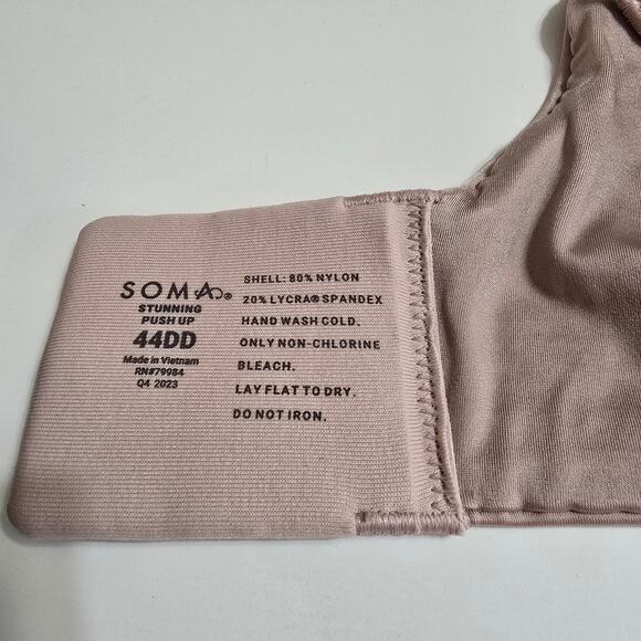 Soma Stunning Push-up Plunge Bra NWOT Adobe Rose Size 44DD 44E - Picture 2 of 7
